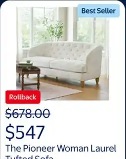 Walmart The Pioneer Woman Laurel Tufted Sofa, Cream Velvet, 79.53 in offer