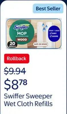 Walmart Swiffer Sweeper Heavy Duty Wet Multi-Surface Cloth Refills, Floor Cleaner and Floor Mop offer