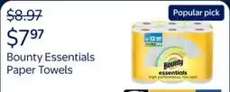 Walmart Bounty Essentials Paper Towels Select-a-Size offer