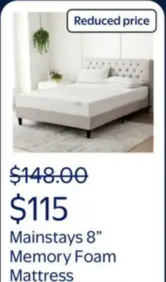 Walmart Mainstays 8 Medium Firm Memory Foam Mattress, Queen offer