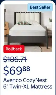 Walmart Avenco CozyNest 6 Twin-XL Size Medium Supportive Innerspring Mattress offer
