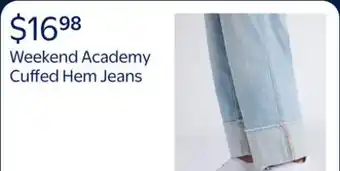 Walmart Weekend Academy Girls Cuffed Hem Jeans, Sizes 5-18 offer