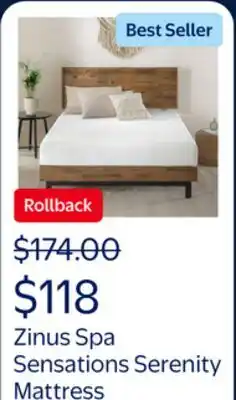 Walmart Zinus Spa Sensations Serenity 8 Memory Foam Mattress, Twin offer