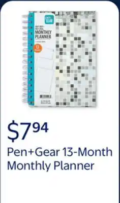 Walmart Pen+Gear 13-Month Monthly Planner, Disco, Silver, July 2025-July 2026 offer
