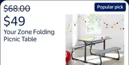 Walmart Your Zone Folding Kid's Picnic Activity Table for Ages 3-8, Gray offer