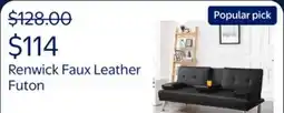 Walmart Renwick LuxuryGoods Modern Faux Leather Futon with Cupholders and Pillows, Black offer