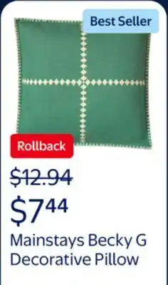 Walmart Mainstays by Becky G. & Alejandra Decorative Pillow offer
