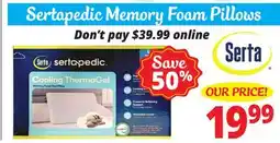 Ocean State Job Lot Sertapedic Memory Foam Pillows offer