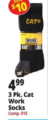 Ocean State Job Lot 3 Pk. Cat Work Socks offer