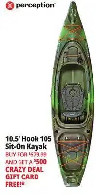 Ocean State Job Lot Perception Hook Angler 10.5 Kayak Moss Camo offer