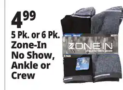 Ocean State Job Lot 5 Pk. or 6 Pk. Zone-In No Show, Ankle or Crew offer