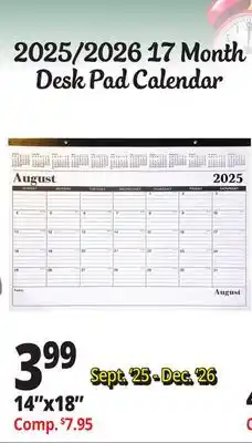 Ocean State Job Lot 2023-2024 Premiere 17 Month Desk Calendar 18 offer