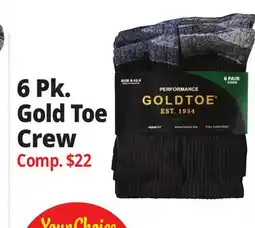 Ocean State Job Lot 6 Pk. Gold Toe Crew offer