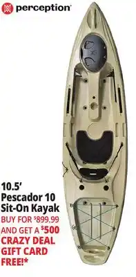 Ocean State Job Lot Perception Pescador 10.0 Fishing Kayak Seaspray offer