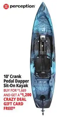Ocean State Job Lot Perception Crank 10.0 Recreational Pedal Kayak Deja Vu offer