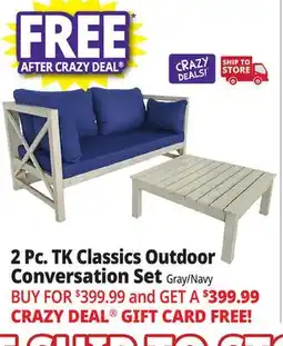 Ocean State Job Lot TK Classics 2 Piece Outdoor Conversation Set Gray/Navy offer