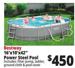 Ocean State Job Lot Bestway 16' Above Ground Power Steel Oval Pool Set offer