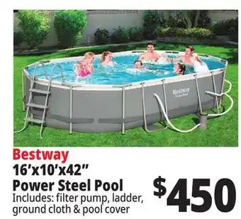 Ocean State Job Lot Bestway 16' Above Ground Power Steel Oval Pool Set offer