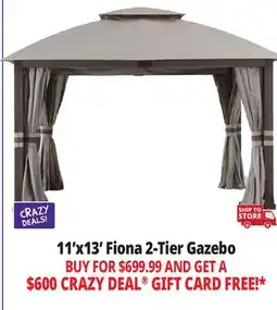 Ocean State Job Lot Sunjoy Fiona 2-Tier Gazebo 11' x 13' Light Gray offer