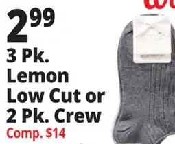 Ocean State Job Lot 3 Pk. Lemon Low Cut or 2 Pk. Crew offer