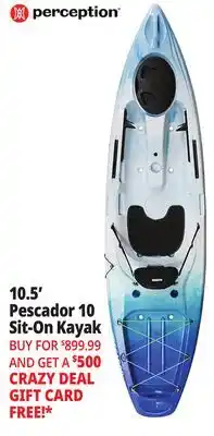 Ocean State Job Lot Perception Pescador 10.0 Fishing Kayak Tan offer