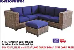 Ocean State Job Lot Hampton Bay Fernlake 4-Piece Outdoor Patio Sectional Set Brown/Midnight offer