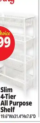 Ocean State Job Lot Slim 4-Tier All Purpose Shelf offer