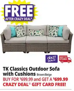 Ocean State Job Lot TK Classics Outdoor Sofa with Cushions Brown/Beige offer