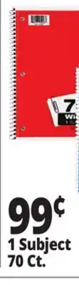 Ocean State Job Lot Wide Rule 1 Subject Spiral Notebook 70 Sheet offer