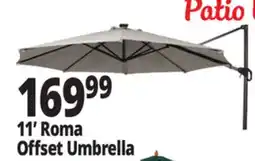 Ocean State Job Lot 11' Roma Offset Patio Umbrella with Solar LED Lights Beige offer