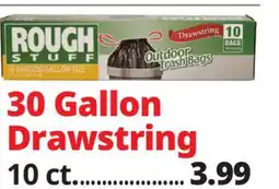 Ocean State Job Lot Rough Stuff 30 Gal Outdoor Trash Bags with Drawstring 10 ct offer