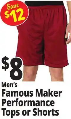 Ocean State Job Lot Men's Famous Maker Performance Tops or Shorts offer