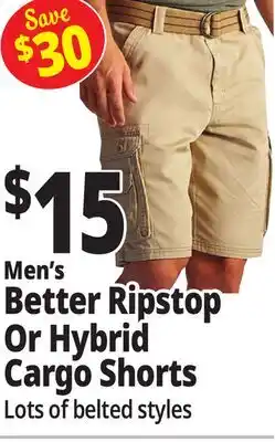 Ocean State Job Lot Men's Better Ripstop Or Hybrid Cargo Shorts offer