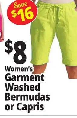 Ocean State Job Lot Women's Garment Washed Bermudas or Capris offer