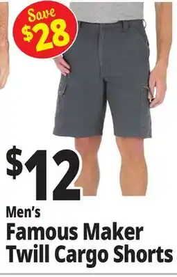 Ocean State Job Lot Men's Famous Maker Twill Cargo Shorts offer