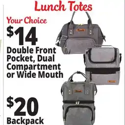 Ocean State Job Lot Lunch Totes Double Front Pocket, Dual Compartment or Wide Mouth offer