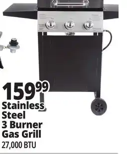 Ocean State Job Lot Stainless Steel 3 Burner Gas Grill offer