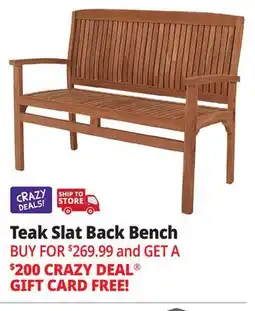 Ocean State Job Lot Teak Slat Back Bench offer