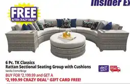 Ocean State Job Lot TK Classics 6-Piece Rattan Sectional Seating Group with Cushions Vanilla Creme/Beige offer