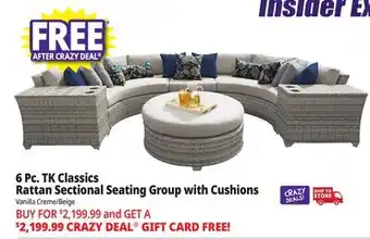 Ocean State Job Lot TK Classics 6-Piece Rattan Sectional Seating Group with Cushions Vanilla Creme/Beige offer