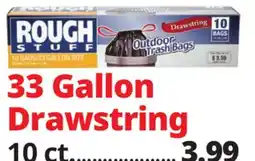 Ocean State Job Lot Rough Stuff 33 Gal Outdoor Trash Bags with Drawstring 10 Count offer