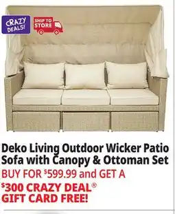 Ocean State Job Lot Deko Living Outdoor Wicker Patio Sofa with Canopy & Ottoman Set offer