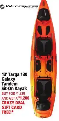 Ocean State Job Lot Wilderness Systems Targa 130T Recreational Tandem Kayak Mango offer