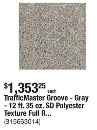 The Home Depot TrafficMaster Groove - Gray - 12 ft. 35 oz. SD Polyester Texture Full R... offer