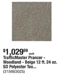 The Home Depot TrafficMaster Prancer - Woodland - Beige 12 ft. 24 oz. SD Polyester Tex... offer