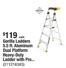 The Home Depot Gorilla Ladders Aluminum Dual Platform heavy-duty ladder with pro offer