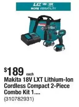 The Home Depot Makita 18V LXT Lithium-Ion Cordless Compact 2-Piece Combo Kit 1.... offer