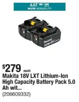 The Home Depot Makita 18V LXT Lithium-Ion High Capacity Battery Pack 5.0 Ah wit... offer