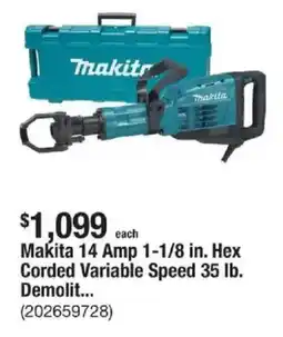 The Home Depot Makita 14 Amp 1-1/8 in. Hex Corded Variable Speed 35 lb. Demolit... offer