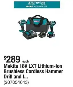 The Home Depot Makita 18V LXT Lithium-Ion Brushless Cordless Hammer Drill and I... offer
